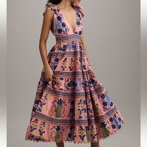 Farm Rio Seashell Tapestry Sleeveless Midi Dress